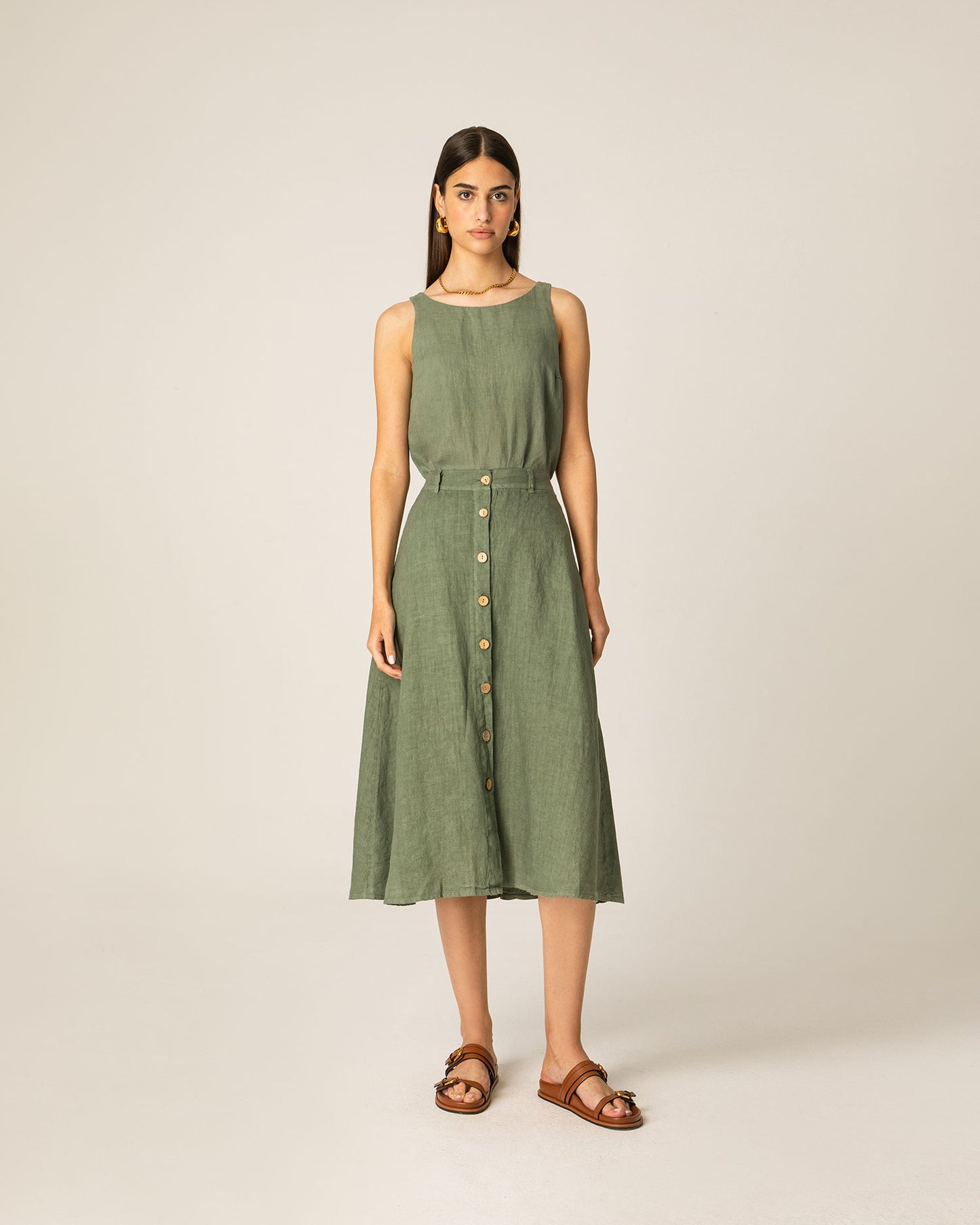 Linen Midi Skirt