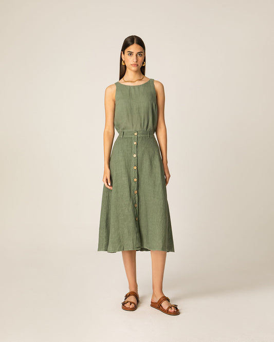 Linen Midi Skirt