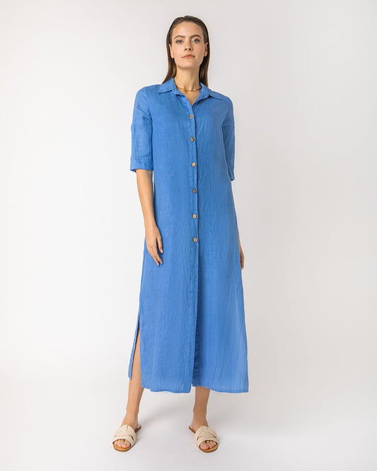 Linen Buttoned Maxi Dress