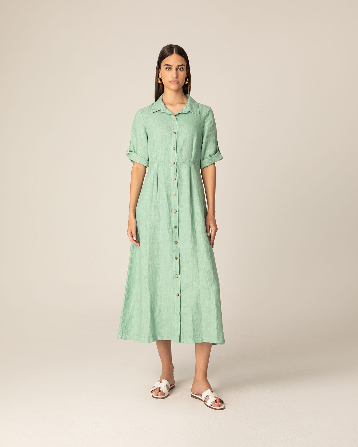 Linen Maxi Shirt Dress