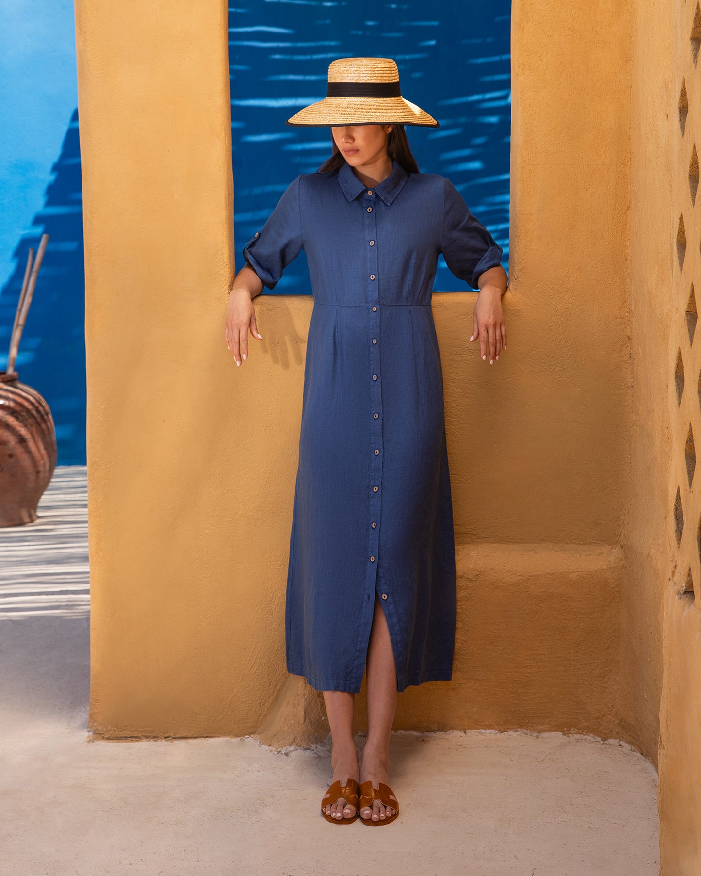 Linen Maxi Shirt Dress